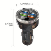 Muvit Car Charger, 5-Port (4 USB + 1 Type-C) Fast Charging Car Charger 65W, Transparent Case and 4 USB Ports Car Charger Adapter Compatible with iPhone 16 15 14 13 12 11 Pro Max, Pixel